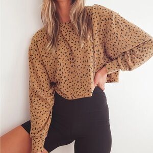 Lulu’s Last Spot Rust Brown Dot Print Pullover Sweatshirt